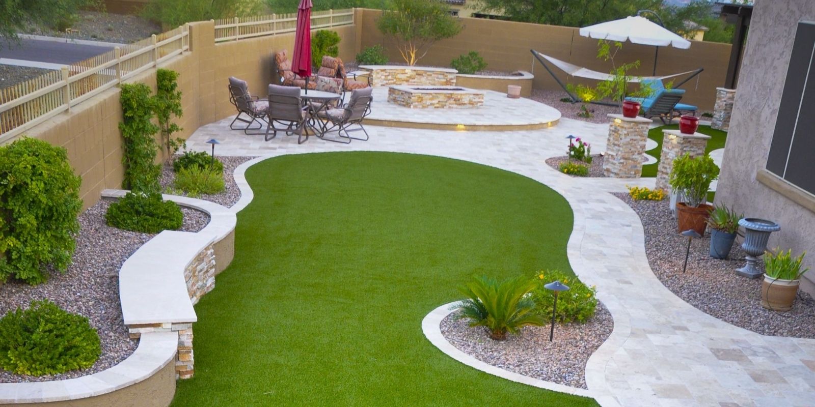 Beautiful artificial turf installation for residential backyard in Tech Terrace