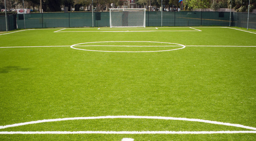 Professional soccer field with artificial turf installation in Lubbock